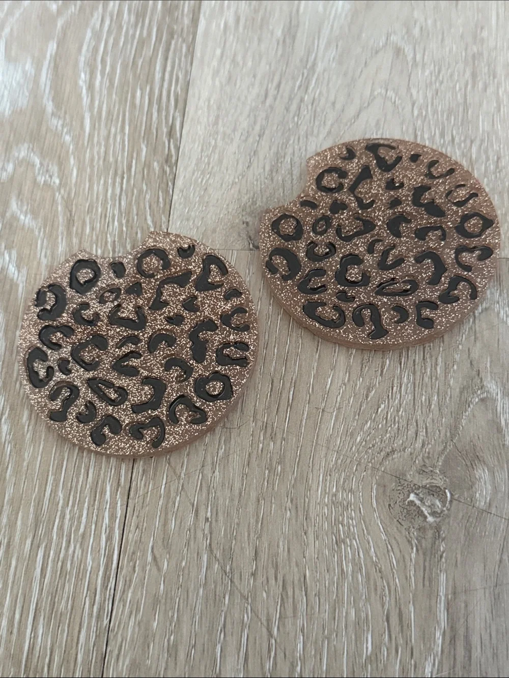 New Boutique Leopard Print Car Cup Holder Coasters Set NWT